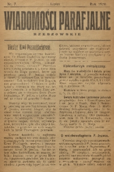 Wiadomości Parafjalne Rzeszowskie. 1928, nr 7