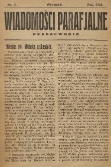 Wiadomości Parafjalne Rzeszowskie. 1928, nr 9
