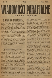 Wiadomości Parafjalne Rzeszowskie. 1929, nr 5