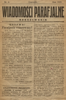 Wiadomości Parafjalne Rzeszowskie. 1929, nr 6