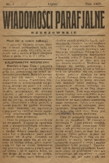 Wiadomości Parafjalne Rzeszowskie. 1929, nr 7