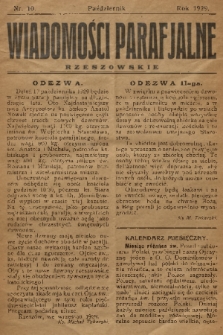 Wiadomości Parafjalne Rzeszowskie. 1929, nr 10