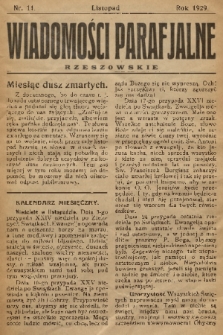 Wiadomości Parafjalne Rzeszowskie. 1929, nr 11