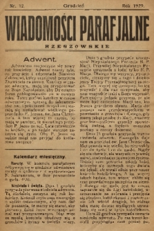 Wiadomości Parafjalne Rzeszowskie. 1929, nr 12