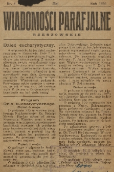 Wiadomości Parafjalne Rzeszowskie. 1930, nr 5