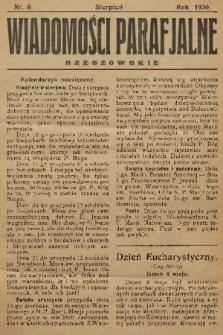 Wiadomości Parafjalne Rzeszowskie. 1930, nr 8