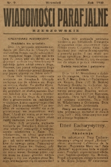 Wiadomości Parafjalne Rzeszowskie. 1930, nr 9