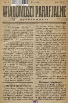 Wiadomości Parafjalne Rzeszowskie. 1933, nr 1