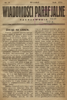 Wiadomości Parafjalne Rzeszowskie. 1933, nr 9