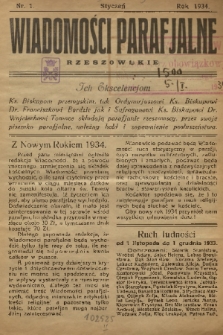 Wiadomości Parafjalne Rzeszowskie. 1934, nr 1