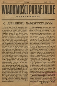 Wiadomości Parafjalne Rzeszowskie. 1934, nr 4