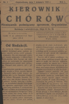 Kierownik Chórów : miesięcznik poświęcony sprawom organistów. R. 1, 1926, nr 1