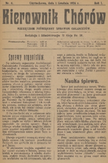 Kierownik Chórów : miesięcznik poświęcony sprawom organistów. R. 1, 1926, nr 4