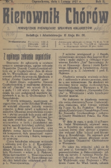 Kierownik Chórów : miesięcznik poświęcony sprawom organistów. R. 2, 1927, nr 2