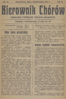 Kierownik Chórów : miesięcznik poświęcony sprawom organistów. R. 2, 1927, nr 10
