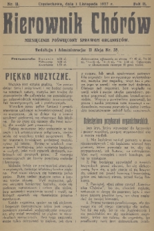 Kierownik Chórów : miesięcznik poświęcony sprawom organistów. R. 2, 1927, nr 11