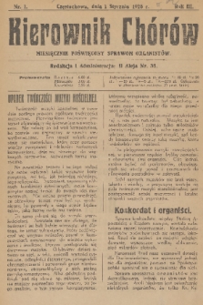 Kierownik Chórów : miesięcznik poświęcony sprawom organistów. R. 3, 1928, nr 1