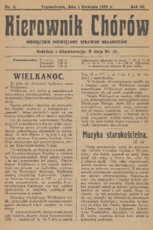 Kierownik Chórów : miesięcznik poświęcony sprawom organistów. R. 3, 1928, nr 4