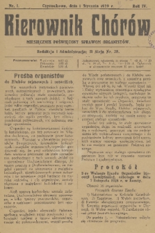 Kierownik Chórów : miesięcznik poświęcony sprawom organistów. R. 4, 1929, nr 1