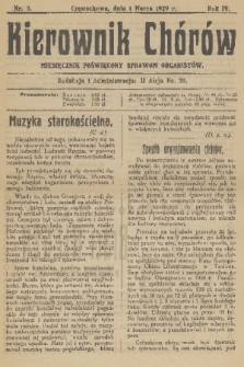 Kierownik Chórów : miesięcznik poświęcony sprawom organistów. R. 4, 1929, nr 3