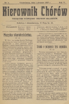 Kierownik Chórów : miesięcznik poświęcony sprawom organistów. R. 4, 1929, nr 8