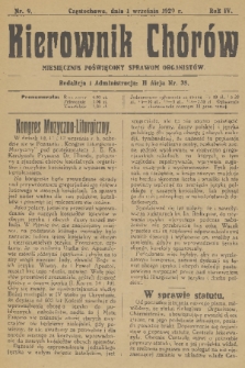 Kierownik Chórów : miesięcznik poświęcony sprawom organistów. R. 4, 1929, nr 9