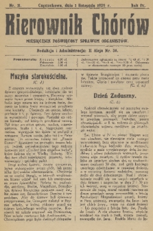 Kierownik Chórów : miesięcznik poświęcony sprawom organistów. R. 4, 1929, nr 11