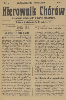 Kierownik Chórów : miesięcznik poświęcony sprawom organistów. R. 5, 1930, nr 1