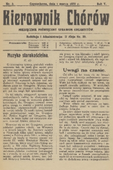 Kierownik Chórów : miesięcznik poświęcony sprawom organistów. R. 5, 1930, nr 3