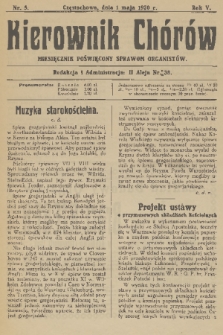Kierownik Chórów : miesięcznik poświęcony sprawom organistów. R. 5, 1930, nr 5