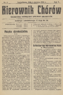 Kierownik Chórów : miesięcznik poświęcony sprawom organistów. R. 5, 1930, nr 6