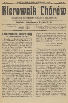 Kierownik Chórów : miesięcznik poświęcony sprawom organistów. R. 5, 1930, nr 8