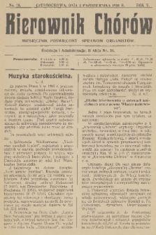 Kierownik Chórów : miesięcznik poświęcony sprawom organistów. R. 5, 1930, nr 10