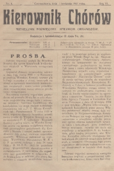 Kierownik Chórów : miesięcznik poświęcony sprawom organistów. R. 6, 1931, nr 4