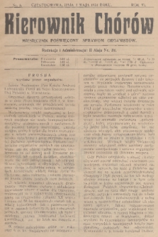 Kierownik Chórów : miesięcznik poświęcony sprawom organistów. R. 6, 1931, nr 5