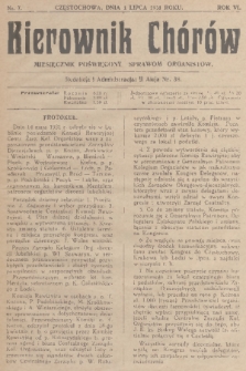 Kierownik Chórów : miesięcznik poświęcony sprawom organistów. R. 6, 1931, nr 7