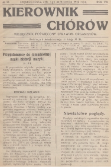 Kierownik Chórów : miesięcznik poświęcony sprawom organistów. R. 7, 1932, No. 10