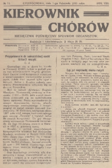 Kierownik Chórów : miesięcznik poświęcony sprawom organistów. R. 8, 1933, No. 11
