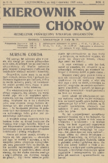 Kierownik Chórów : miesięcznik poświęcony sprawom organistów. R. 10, 1935, No. 5 i 6