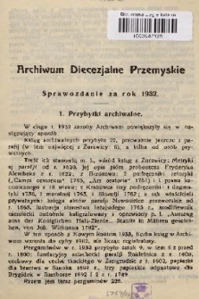 Archiwum Diecezjalne Przemyskie : sprawozdanie za rok 1932