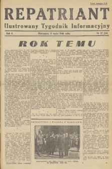 Repatriant : ilustrowany tygodnik informacyjny. R. 2, 1946, nr 17