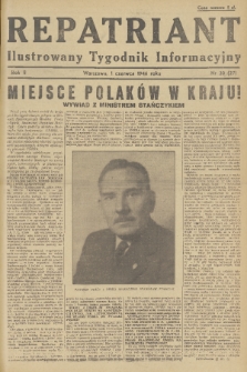 Repatriant : ilustrowany tygodnik informacyjny. R. 2, 1946, nr 20