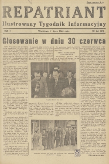 Repatriant : ilustrowany tygodnik informacyjny. R. 2, 1946, nr 24