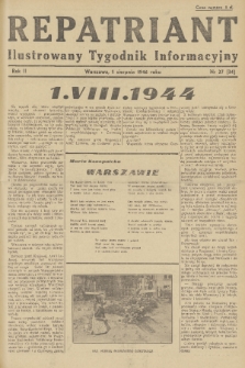 Repatriant : ilustrowany tygodnik informacyjny. R. 2, 1946, nr 27