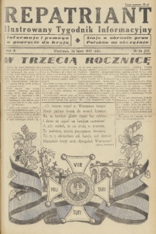 Repatriant : ilustrowany tygodnik informacyjny : informuje i pomaga w powrocie do kraju, staje w obronie praw Polaków na obczyźnie. R. 3, 1947, nr 26