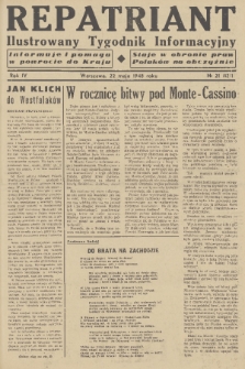 Repatriant : ilustrowany tygodnik informacyjny : informuje i pomaga w powrocie do kraju, staje w obronie praw Polaków na obczyźnie. R. 4, 1948, nr 21