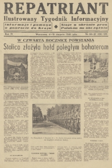 Repatriant : ilustrowany tygodnik informacyjny : informuje i pomaga w powrocie do kraju, staje w obronie praw Polaków na obczyźnie. R. 4, 1948, nr 30-31