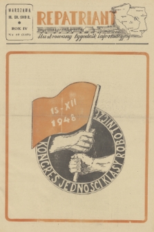 Repatriant : ilustrowany tygodnik informacyjny. R. 4, 1948, nr 49