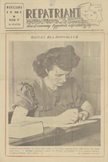 Repatriant : ilustrowany tygodnik informacyjny. R. 5, 1949, nr 22