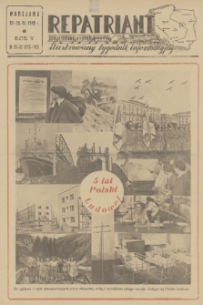 Repatriant : ilustrowany tygodnik informacyjny. R. 5, 1949, nr 29-30